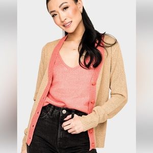 GIGI Button Front Colorblock Cardigan & ribbed sweater shell sold together here